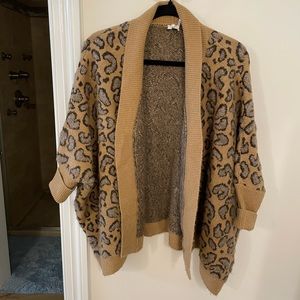 Anthropologie Animal Print Cardigan Sweater